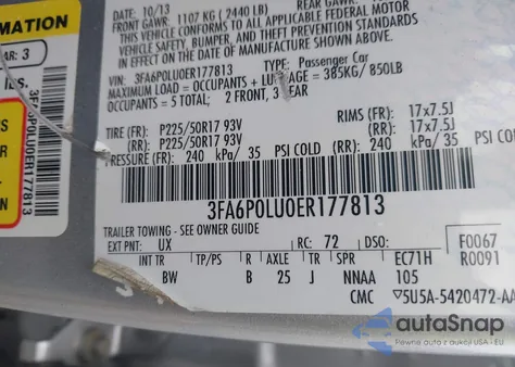 2014 Ford Fusion Se Hybrid from USA, damaged, VIN 3FA6P0LU0ER177813